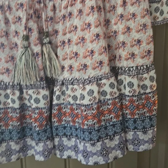 Boho Floral Print, Festival Bouse, Fairy, Semi Sheer, Whimsigoth, Angel sleeves - Picture 6 of 14